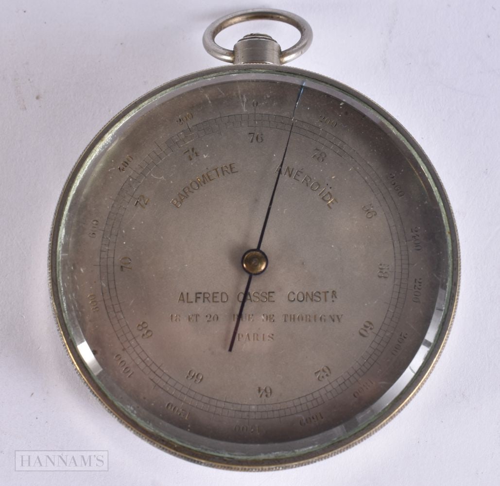 AN ANTIQUE ALFRED CASSE OF PARIS BAROMETER. 7 cm wide. (1 of 4)