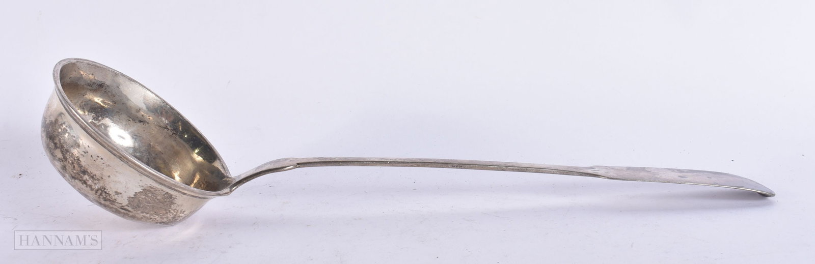 AN ANTIQUE CONTINENTAL SILVER LADLE. 200 grams. 34 cm long. (1 of 4)
