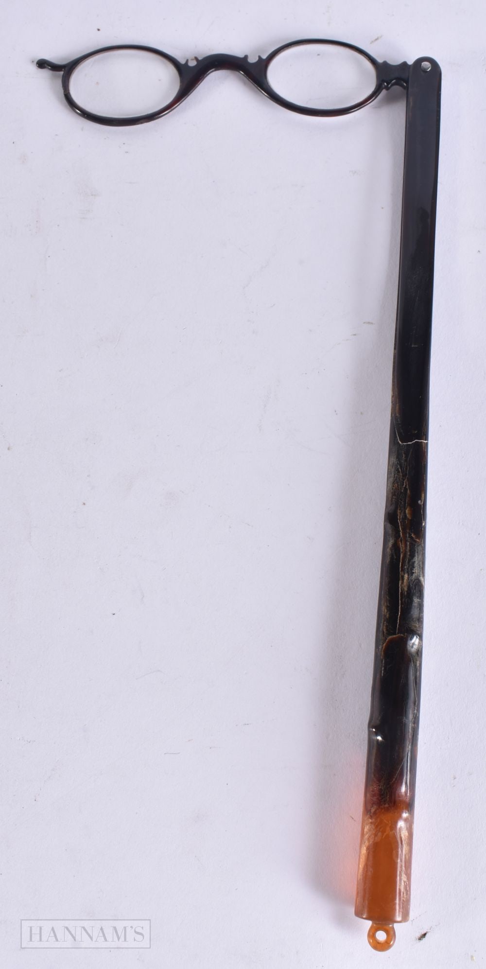 A VERY LARGE PAIR OF HORN LORGNETTES. 38 cm long. (1 of 3)