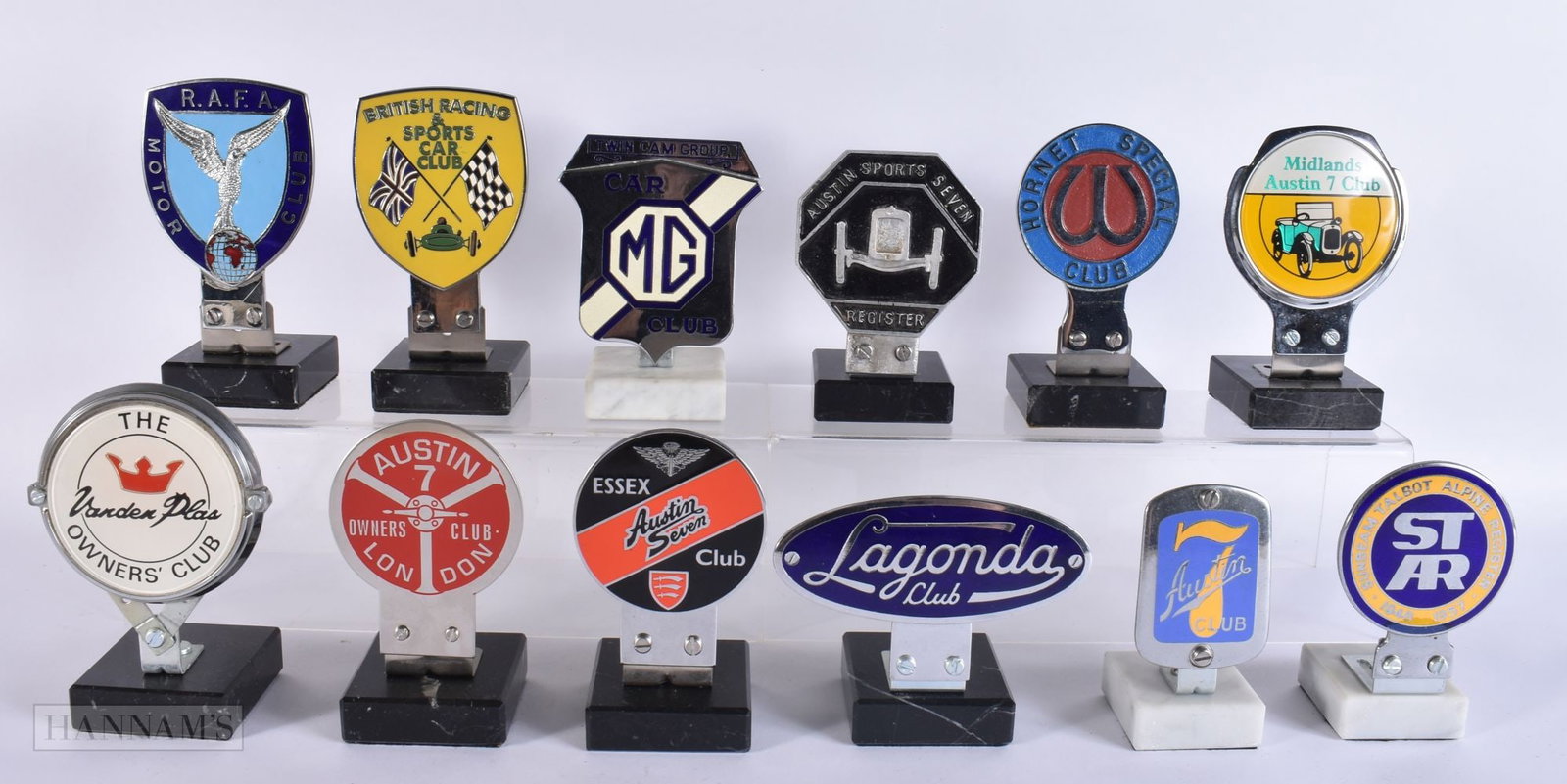 A COLLECTION OF TWELVE ENAMELLED TOURING CLUB BADGES including Midlands Austin 7 club, Austin Sports (1 of 12)