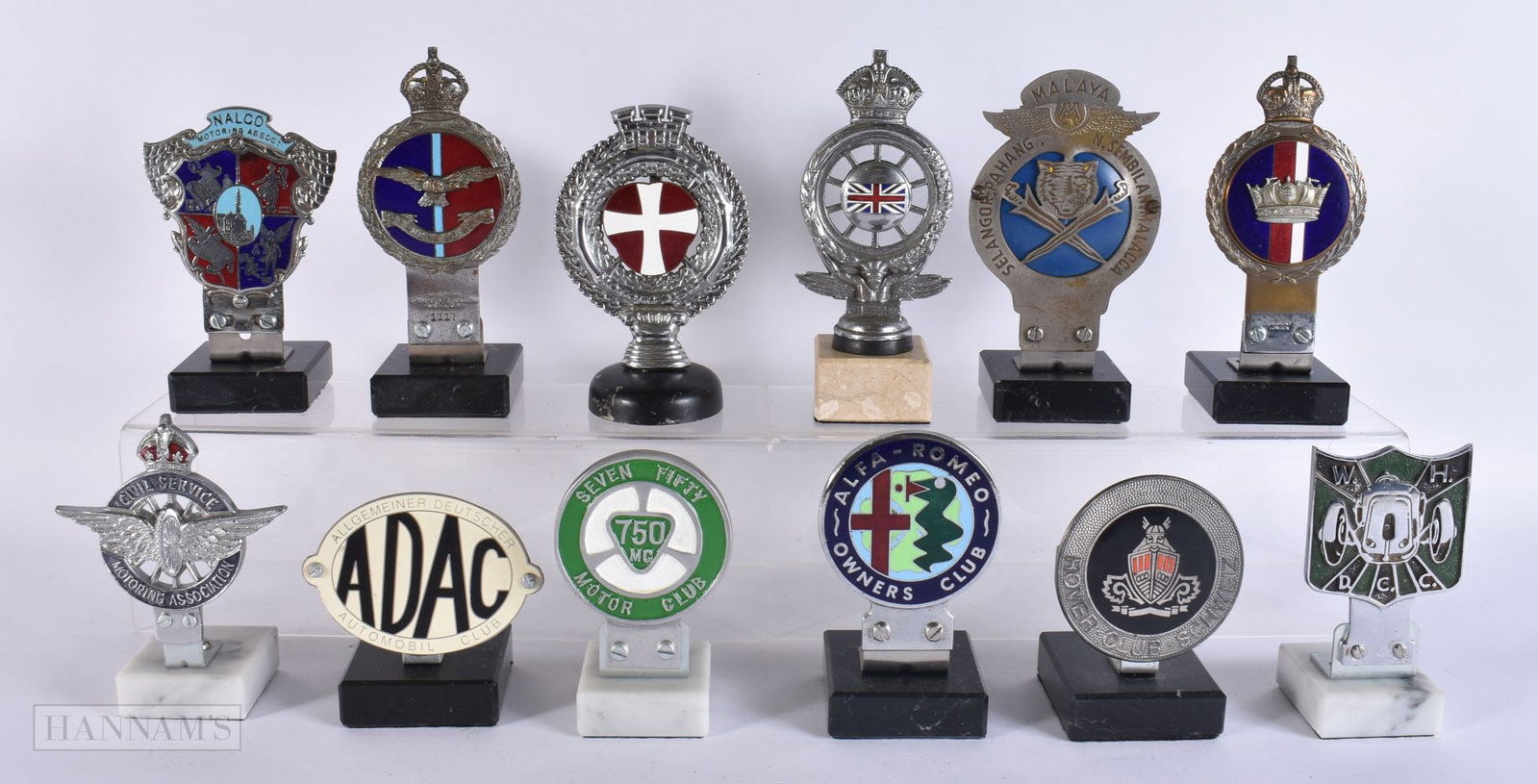 A COLLECTION OF TWELVE ENAMELLED TOURING CLUB BADGES including Nalco Motoring Association, Alfa Rome (1 of 12)