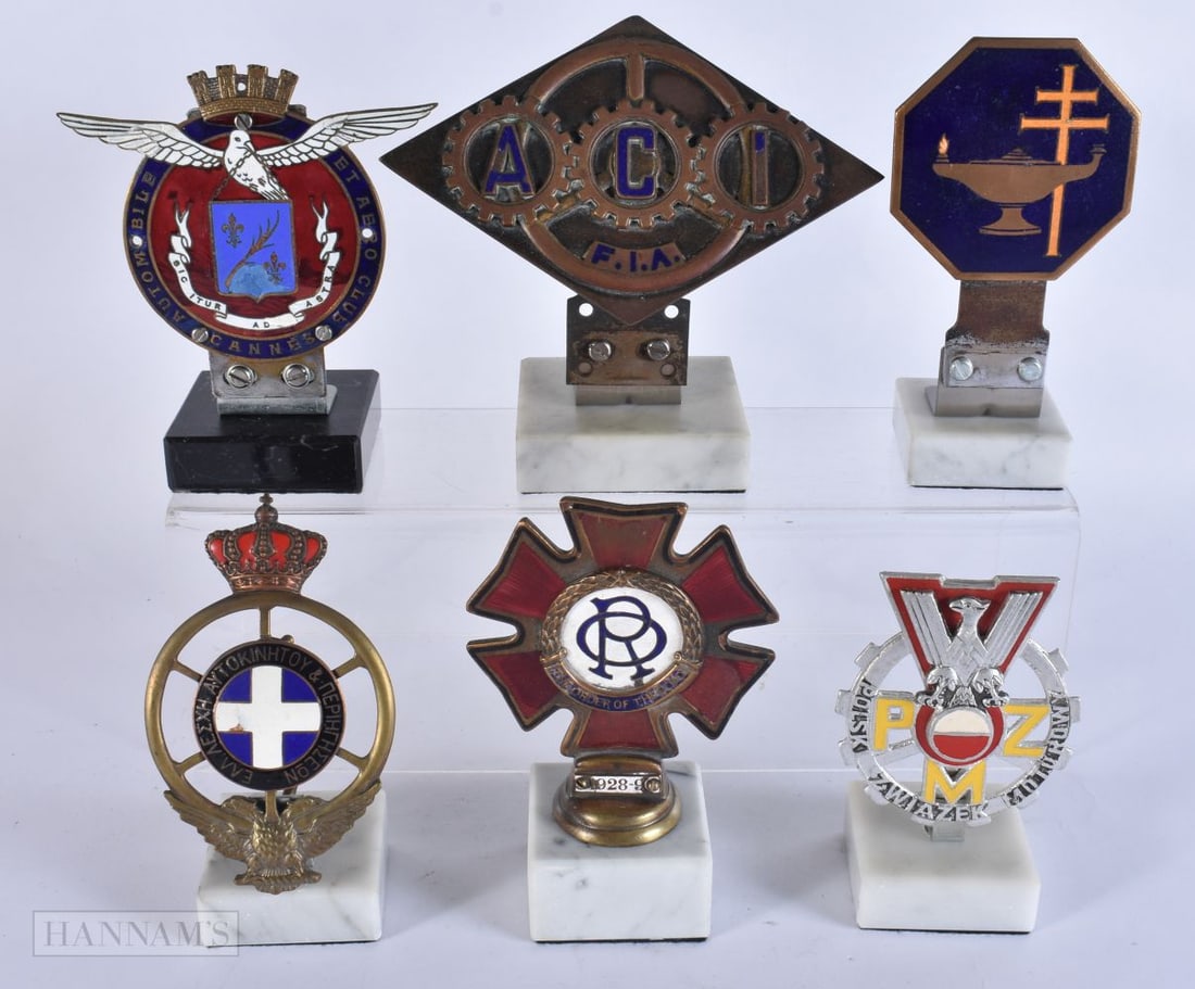SIX UNUSUAL ENAMELLED TOURING CLUB BADGES including 1928 order of the road, ACI FIA etc. (6) (1 of 7)
