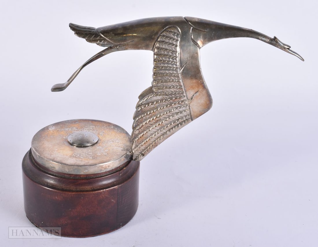 A HISPANO SUIZA FLYING STORK CAR MASCOT. 15.5 cm high.: A HISPANO SUIZA FLYING STORK CAR MASCOT. 15.5 cm high.
