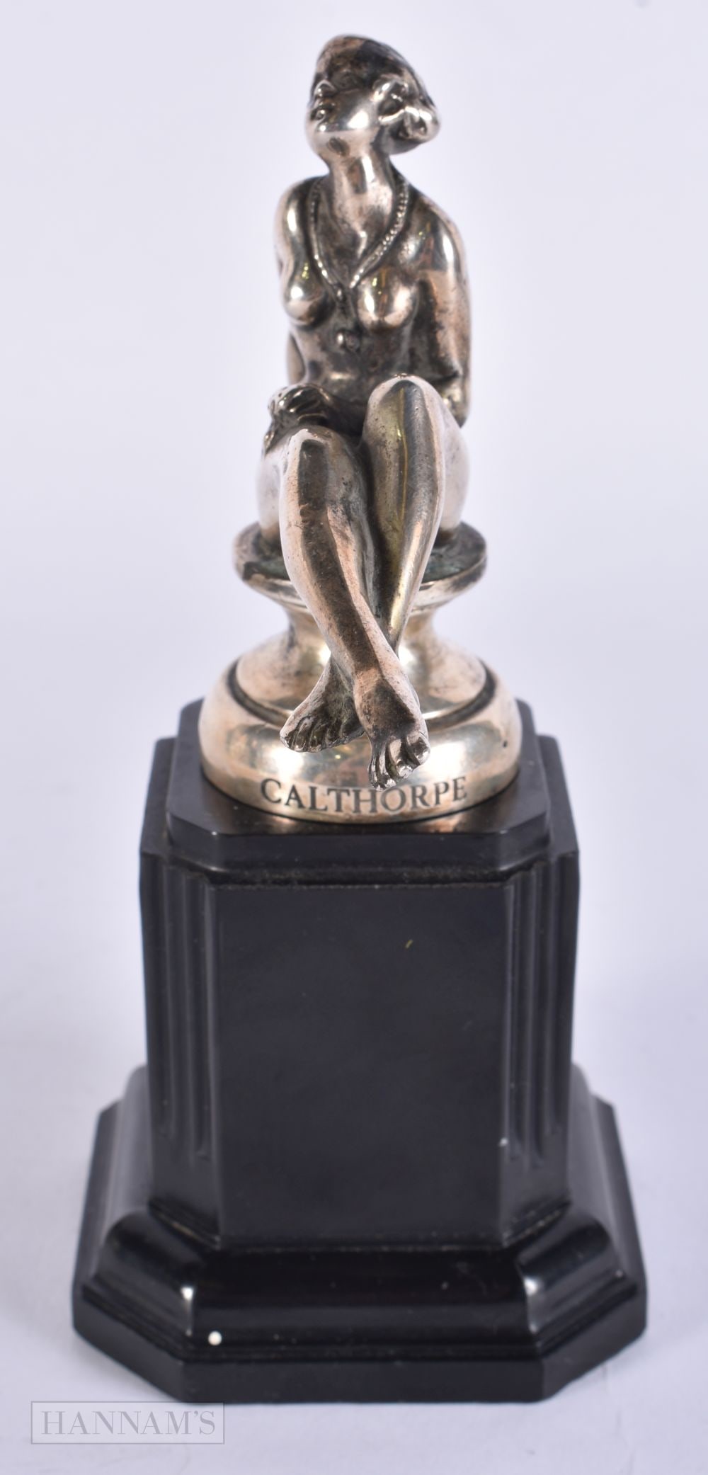 A CALTHORPE SEATED NYMPH CAR MASCOT. 16 cm high. (1 of 5)