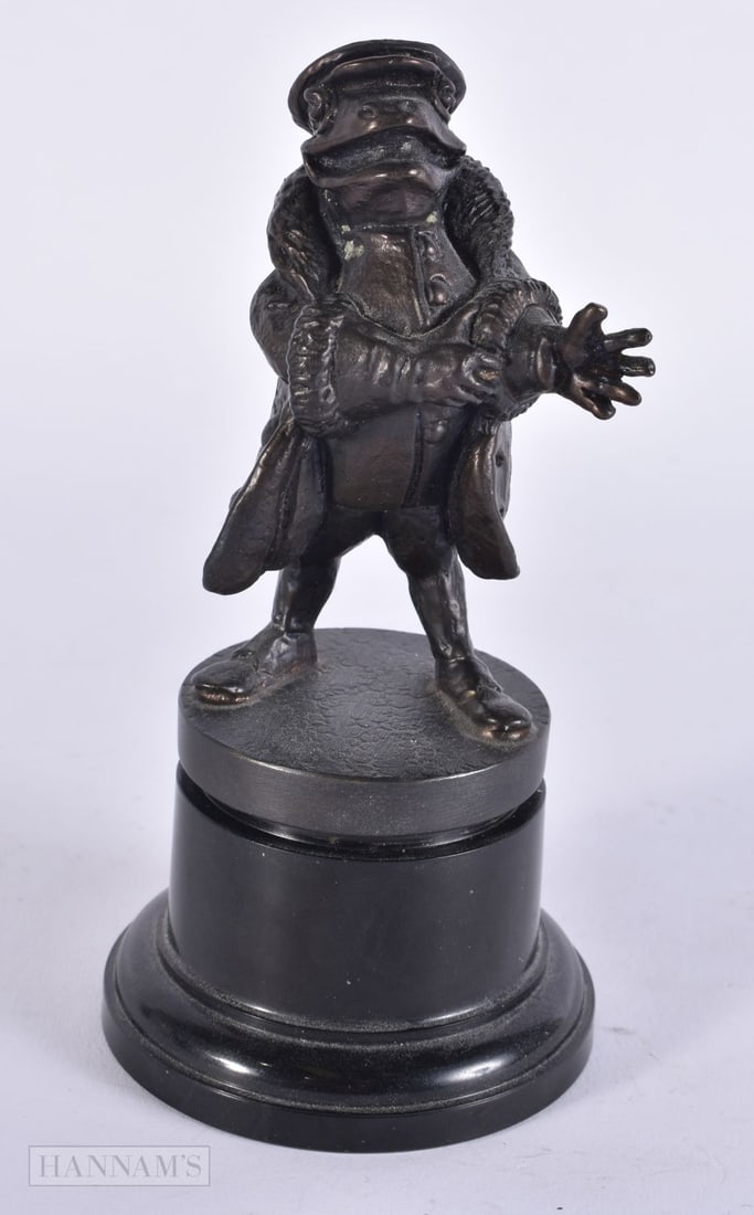 A LOUIS LEJEUNE TOAD OF TOAD HALL CAR MASCOT. 14.5 cm high. (1 of 5)