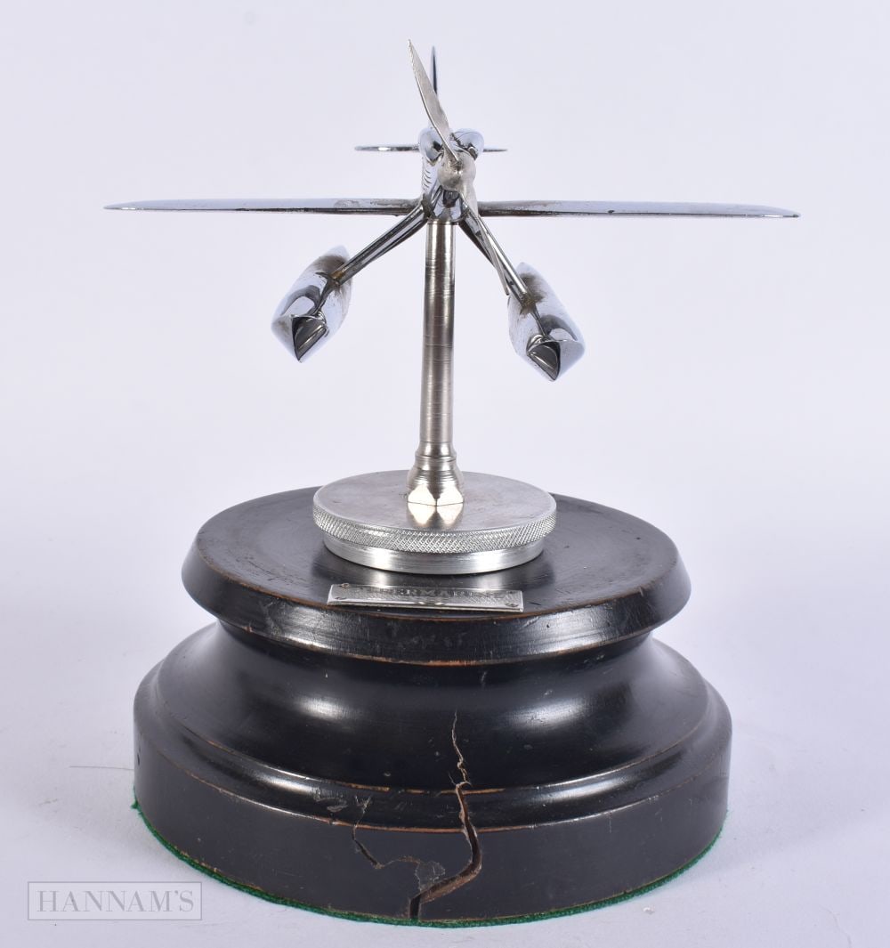 A SUPERMARINE 5-6B PLANE CAR MASCOT. 17 cm high.: A SUPERMARINE 5-6B PLANE CAR MASCOT. 17 cm high.