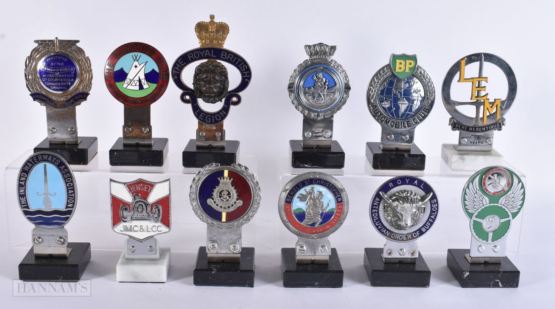 A COLLECTION OF TWELVE VINTAGE CAR CLUB BADGES including Jersey JMC & LCC, LEM etc. (qty) (1 of 12)