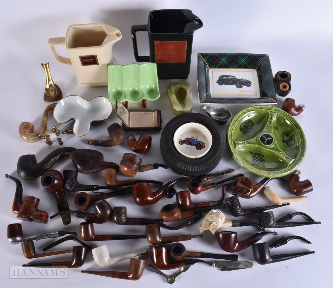 A COLLECTION OF DUNHILL JUGS and pipes etc. (qty): A COLLECTION OF DUNHILL JUGS and pipes etc. (qty)