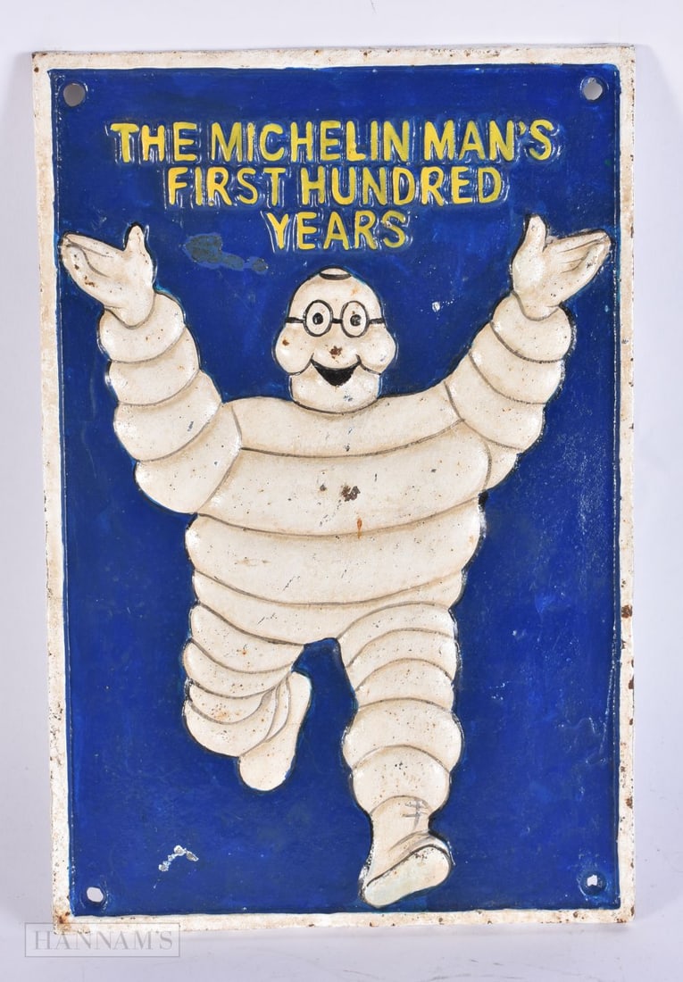 A MICHELIN MAN ADVERTISING SIGN. 28 cm x 20 cm. (1 of 2)