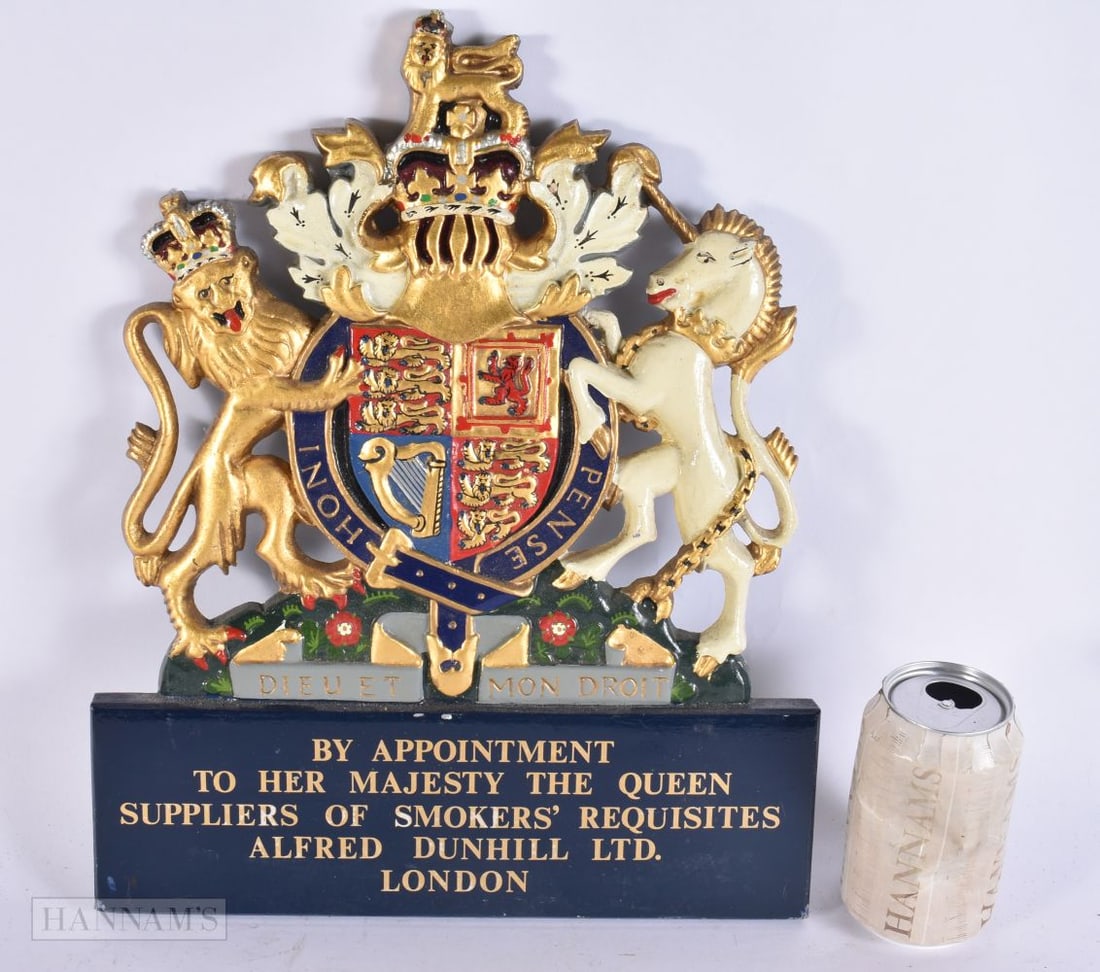 AN UNUSUAL ALFRED DUNHILL OF LONDON ARMORIAL PLAQUE. 38 cm x 28 cm. (1 of 4)