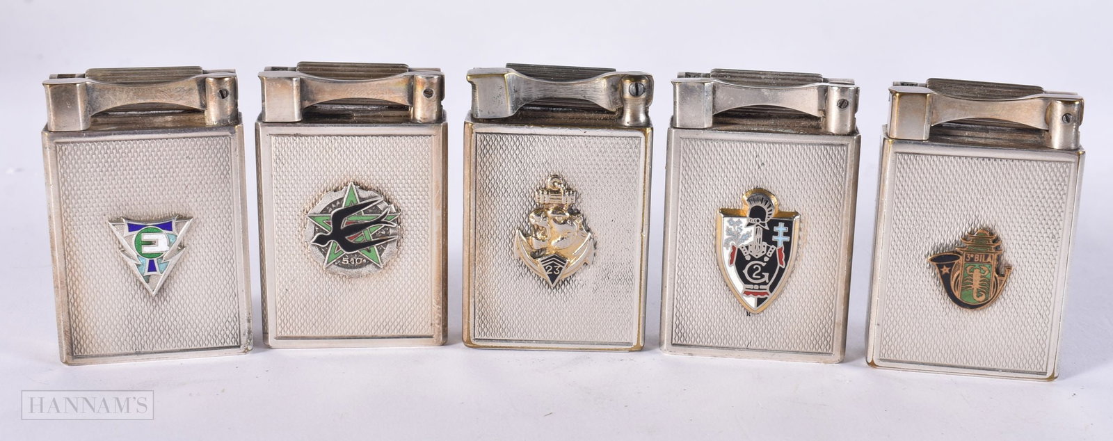 FIVE FRENCH DUPONT ENAMELLED DRAGO LIGHTERS. (5) (1 of 3)