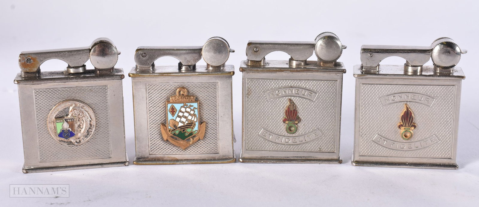 FOUR FRENCH PARIS ENAMELLED DRAGO LIGHTERS. (4) (1 of 3)