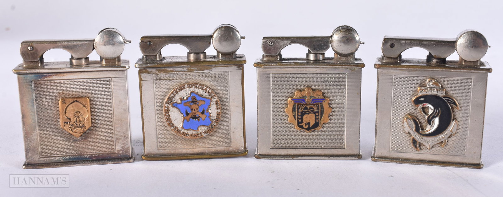 FOUR FRENCH PARIS ENAMELLED DRAGO LIGHTERS. (4): FOUR FRENCH PARIS ENAMELLED DRAGO LIGHTERS. (4)