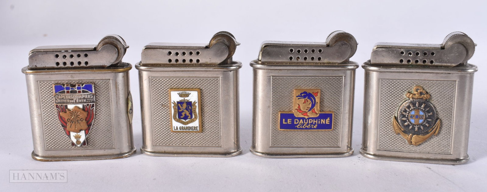 FOUR FRENCH PARIS ENAMELLED DRAGO LIGHTERS. (4) (1 of 3)