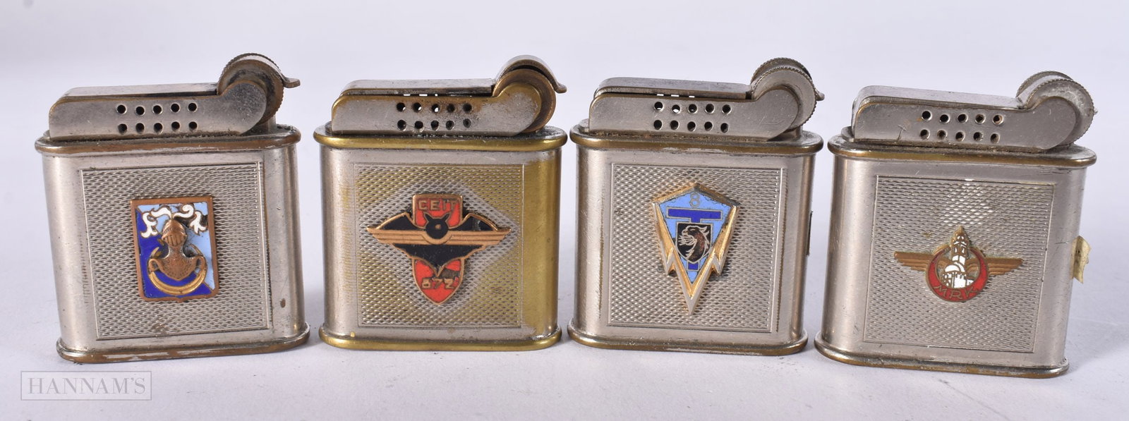 FOUR FRENCH PARIS ENAMELLED DRAGO LIGHTERS. (4) (1 of 3)