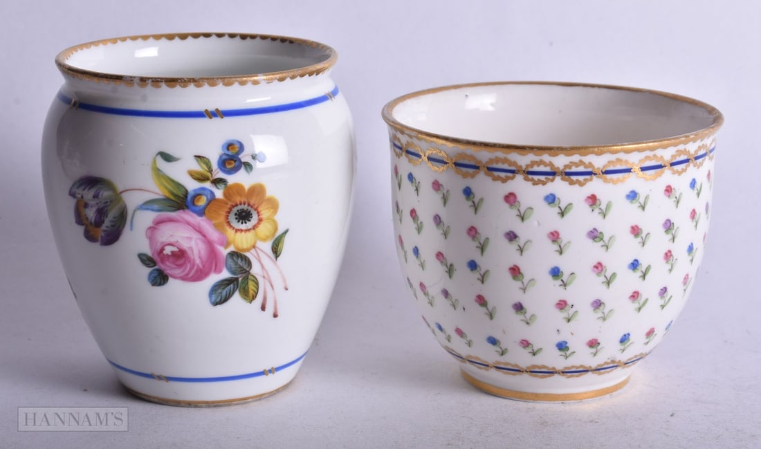 Sevres amphora vase painted with a bouquet of flowers and scattered sprigs, crossed L?s mark and inc (1 of 4)
