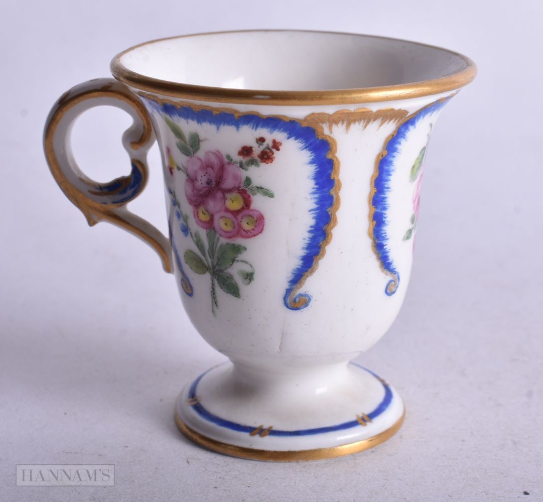 Vincennes ice cup (tasse a glace), date code for 1754?, painted with small sprays of roses and other (1 of 4)
