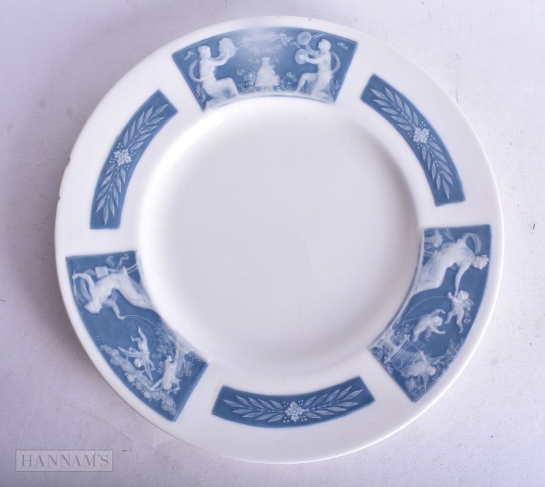 Minton plate decorated in pate sur pate with woman and cherubs but not finished by Richard Bradbury,: Minton plate decorated in pate sur pate with woman and cherubs but not finished by Richard Bradbury, signed c. 1927 (Bradbury was the last artist at Minton that could produce ?BEST? quality pieces) 23