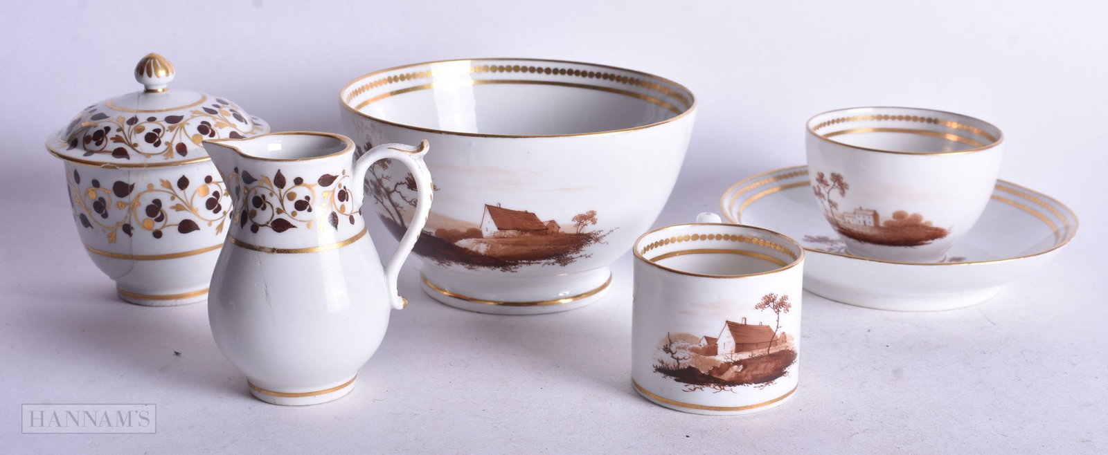 Chamberlains Worcester dolls house cup and saucer and matching bowl, together with a miniature mug, (1 of 3)