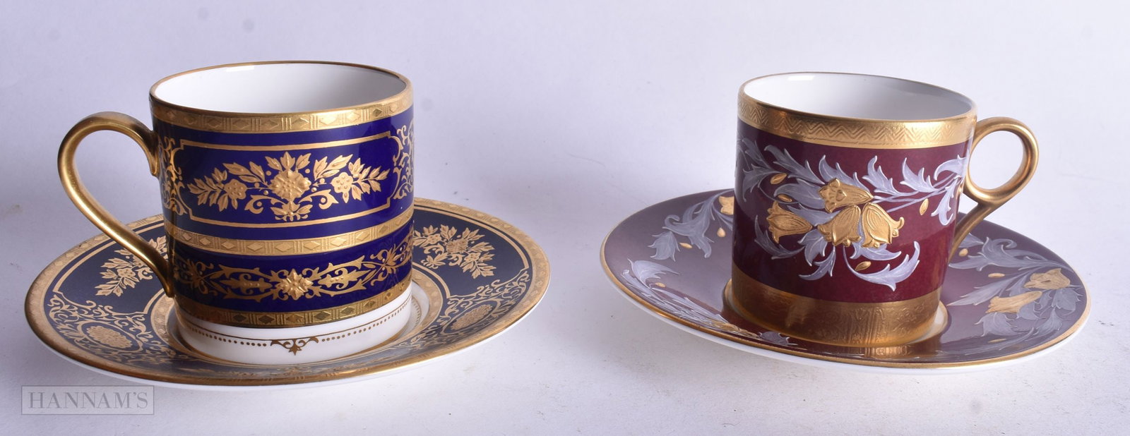 Minton fine coffee can and saucer with Limoges enamel and raised gilding, signed by J. K. Walker and (1 of 3)
