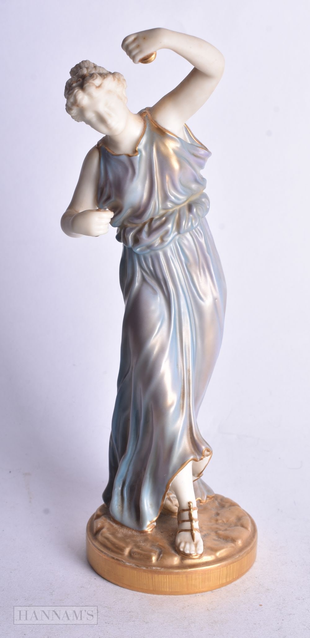 Royal Worcester figure of a dancing Maiden, modelled by James Hadley, date mark for 1928, shape no 1 (1 of 4)