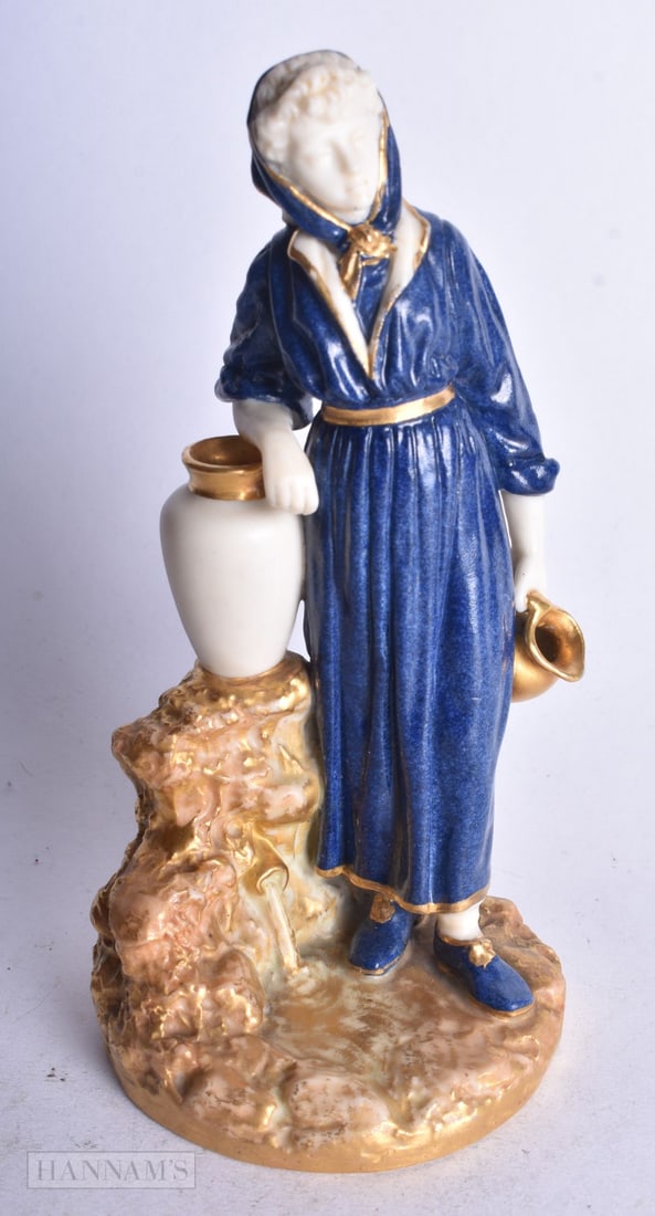 Royal Worcester Navys companion, shape 1810, with jug and vase, date mark 1922, having powder blue c (1 of 3)