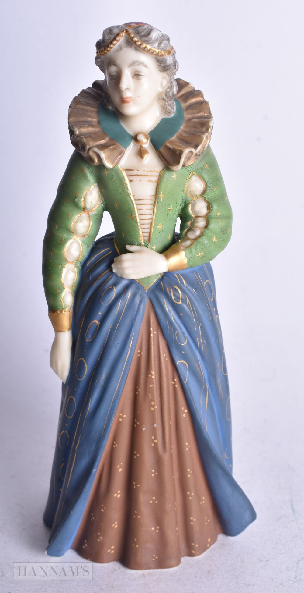 Royal Worcester figure, Anne Boleyn, 21.5cm high, printed mark in puce, date code 1917, shape 2652. (1 of 4)