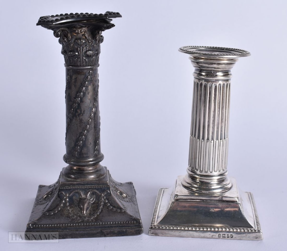 TWO ANTIQUE SILVER CANDLESTICKS. 798 grams overall. 16 cm high. (2) (1 of 5)