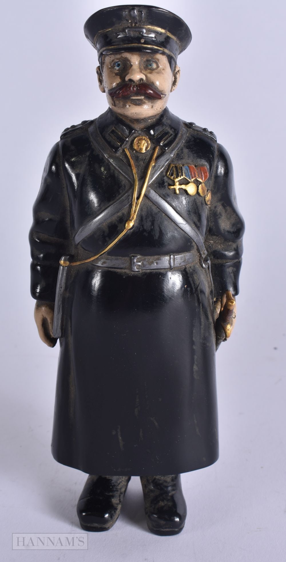 A CONTINENTAL COLD PAINTED BRONZE POLICEMAN. 19 cm high. (1 of 5)