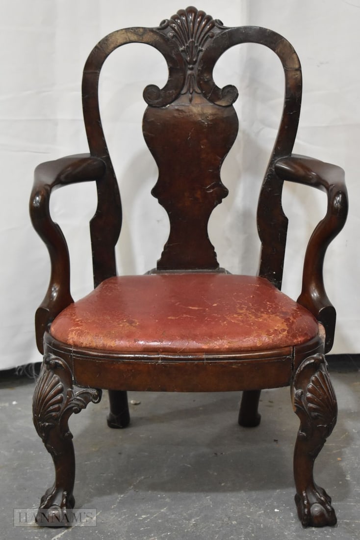 A CHARMING MINIATURE CHILDS CABRIOLE LEG CHAIR probably Early Georgian. 65 cm x 45 cm. (1 of 7)