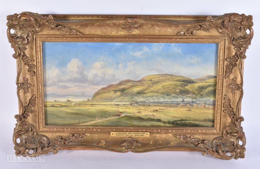Auguste Ballin (1842-1897) Oil on canvas, Llandudno & Conway Bay. 45 cm x 28 cm, image 35 cm x 17 cm (1 of 6)