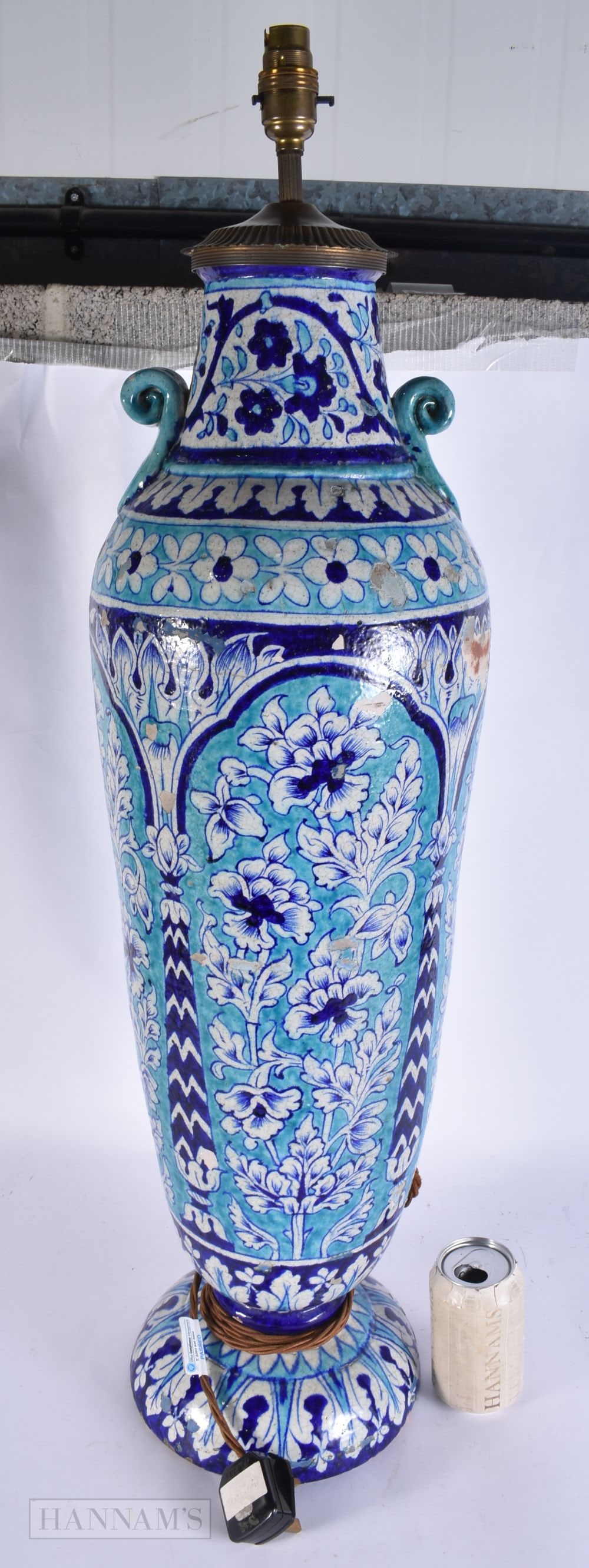 A LARGE MIDDLE EASTERN ISLAMIC MULTAN POTTERY FLOOR LAMP. 88 cm x 20 cm. (1 of 6)