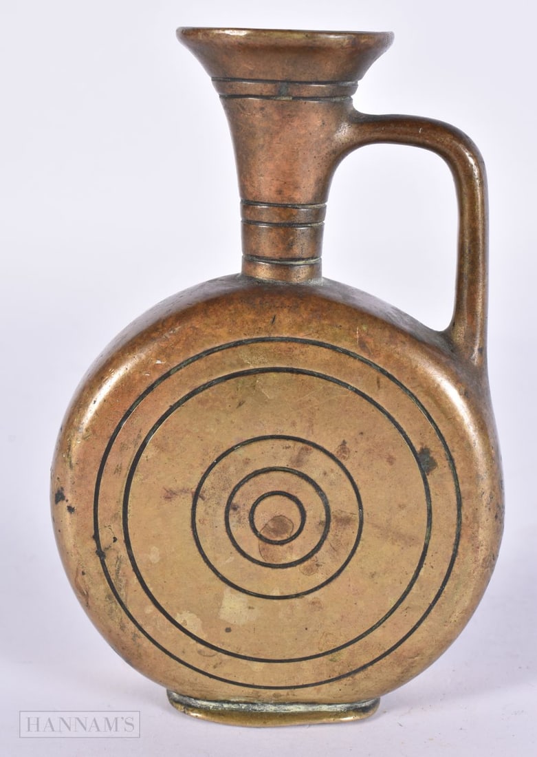 AN EARLY BRONZE SPIRAL DESIGN JUG After the Antiquity. 13 cm x 7.5 cm. (1 of 5)