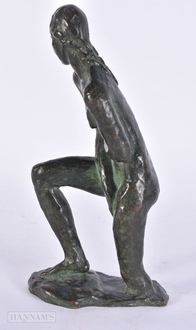 A BRONZE STUDY OF A NUDE FEMALE inscribed I V V F. 18 cm high.: A BRONZE STUDY OF A NUDE FEMALE inscribed I V V F. 18 cm high.