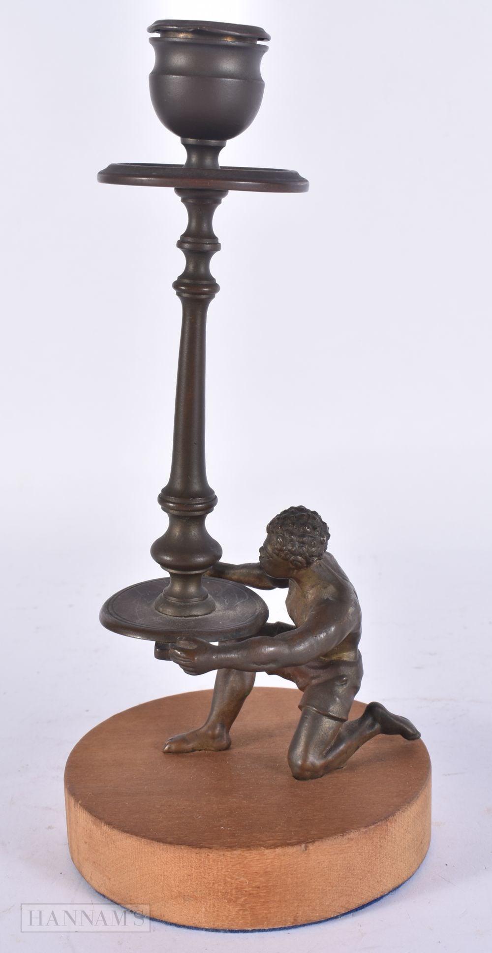 A LATE 19TH CENTURY AUSTRIAN COLD PAINTED BRONZE NUBIAN CANDLESTICK. 22.5 cm high. (1 of 5)