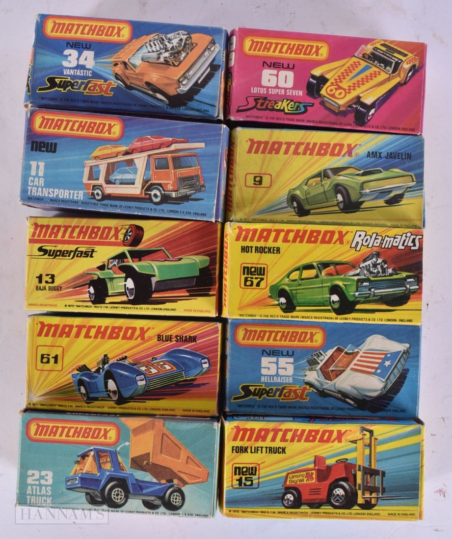 TEN VINTAGE BOXED MATCHBOX CARS. (qty) (1 of 6)