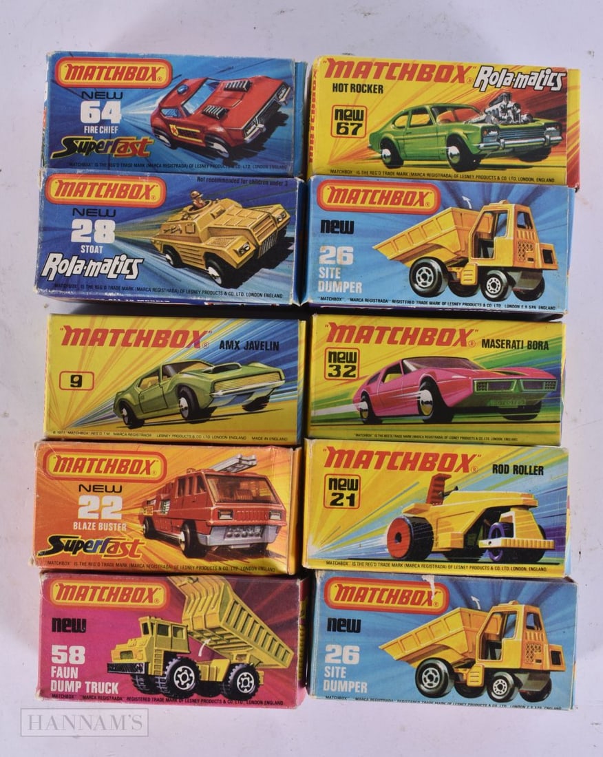 TEN VINTAGE BOXED MATCHBOX CARS. (qty) (1 of 6)