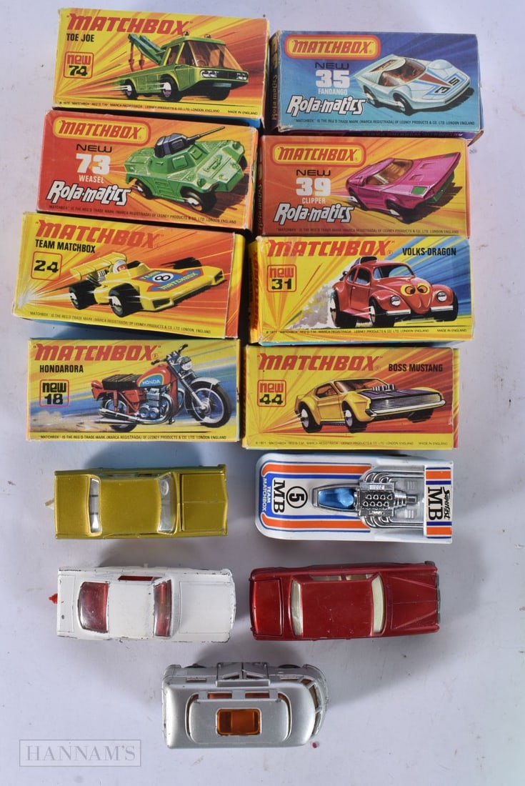 EIGHT VINTAGE BOXED MATCHBOX CARS and loose cars. (qty) (1 of 8)