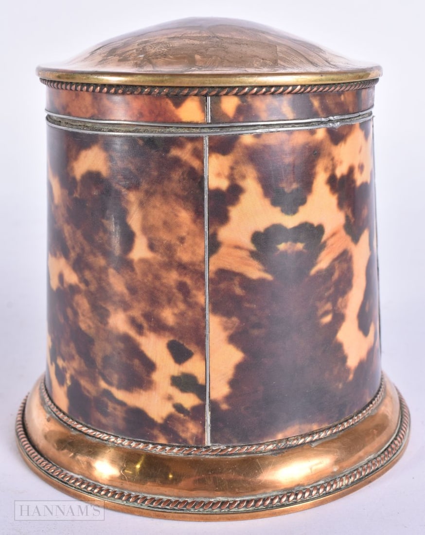 AN UNUSUAL ANTIQUE ARTS AND CRAFTS COPPER TEA CADDY. 13 cm x 11 cm. (1 of 5)