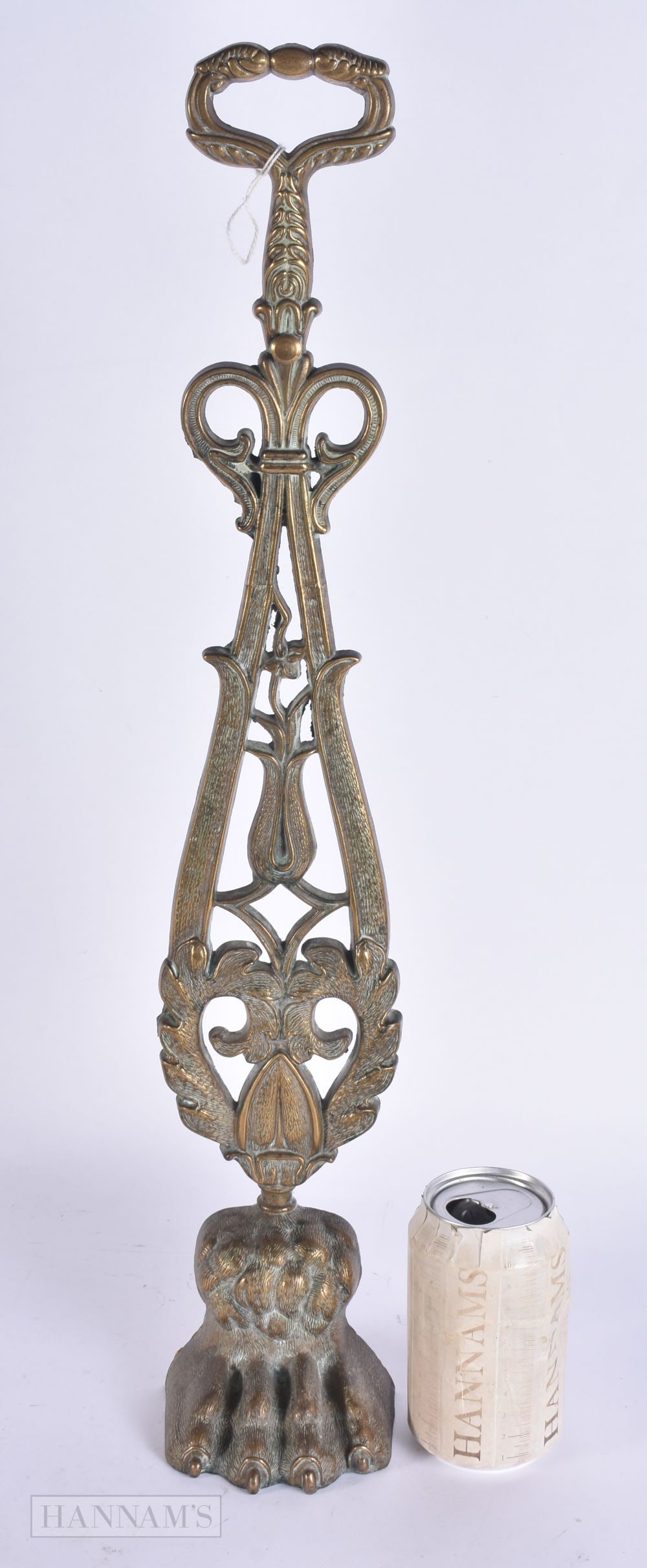 AN UNUSUAL George III BRONZE PAW FOOT DOOR STOP. 53 cm high. (1 of 5)