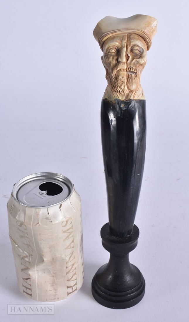 A MEMENTO MORI STAG ANTLER HORN SAILOR SKULL. 26 cm high. (1 of 4)