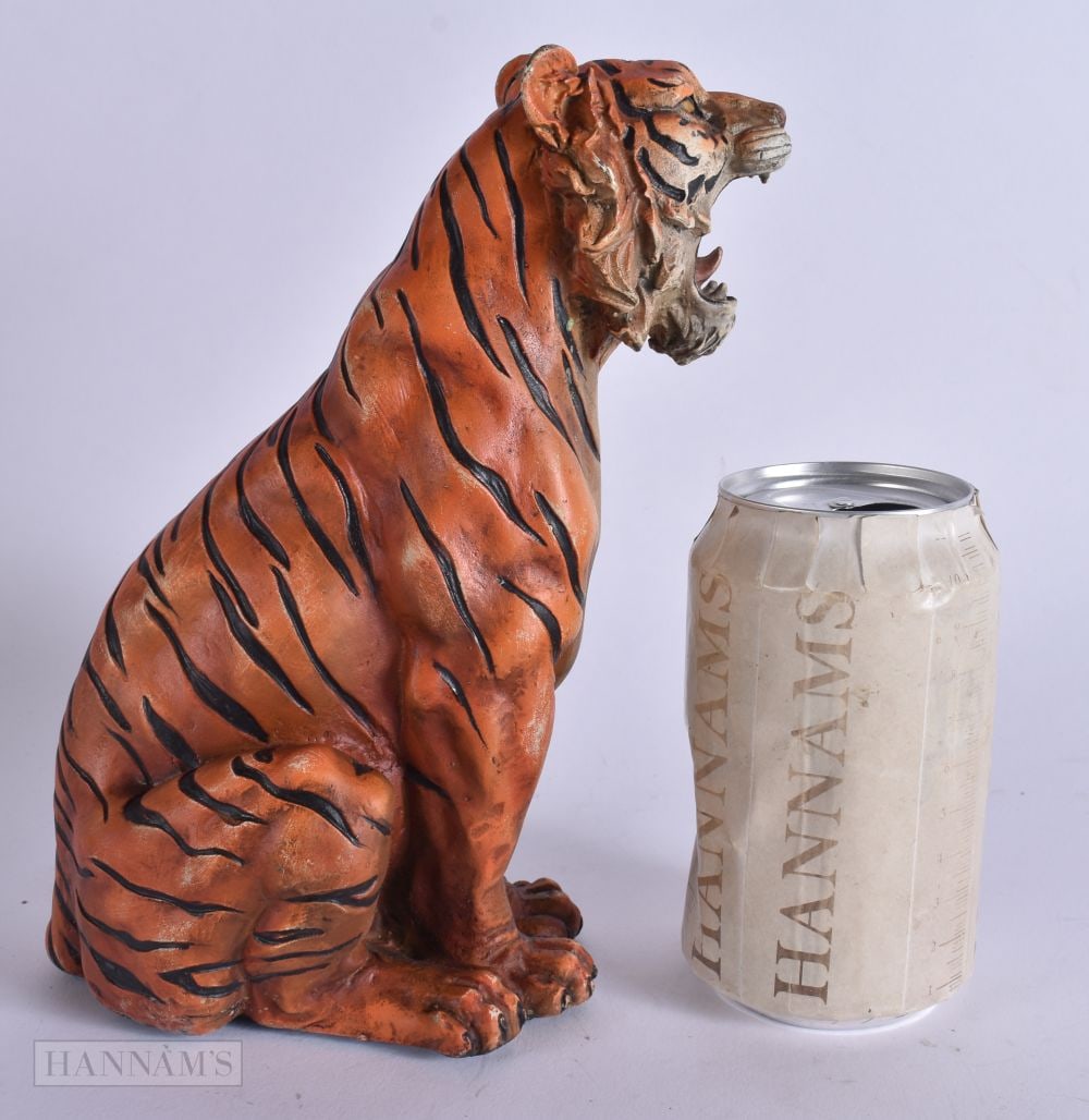 A COLD PAINTED BRONZE TIGER. 21 cm high. (1 of 5)