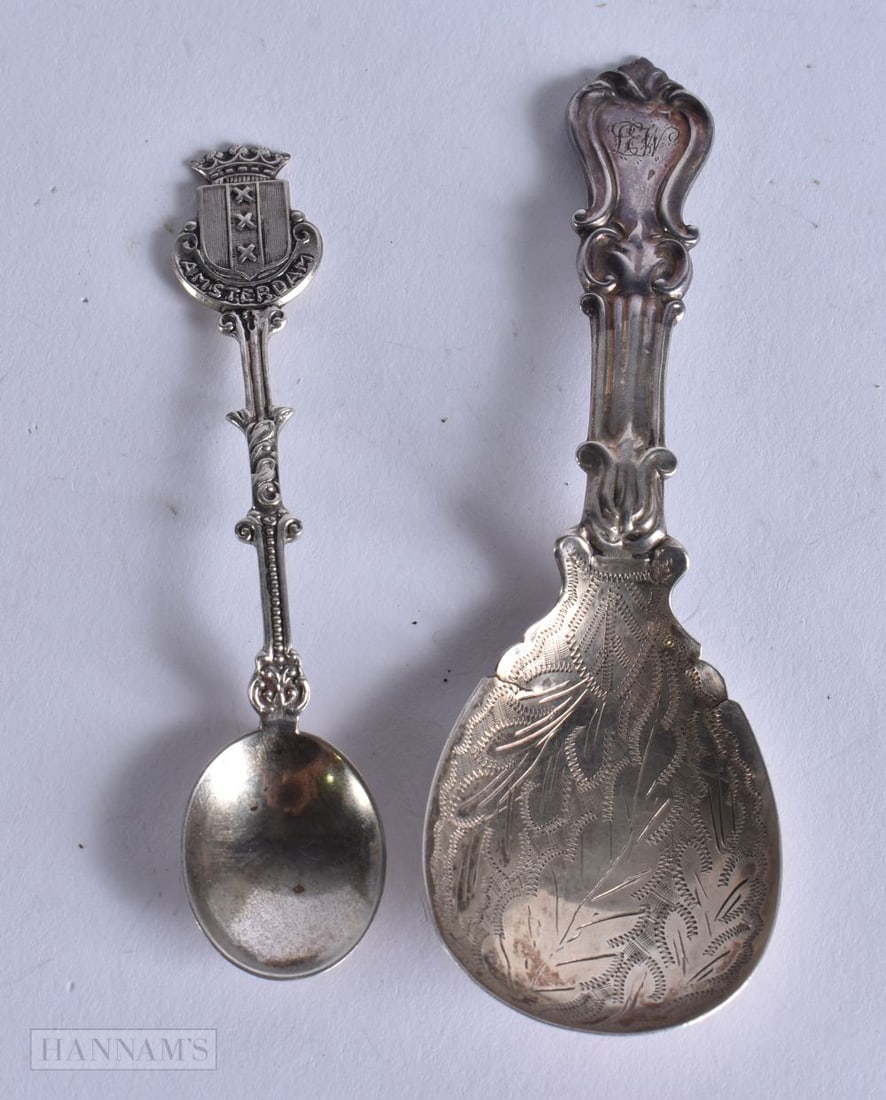 TWO SILVER SPOONS. 13.3 grams. 9.75 cm long. (2) (1 of 5)