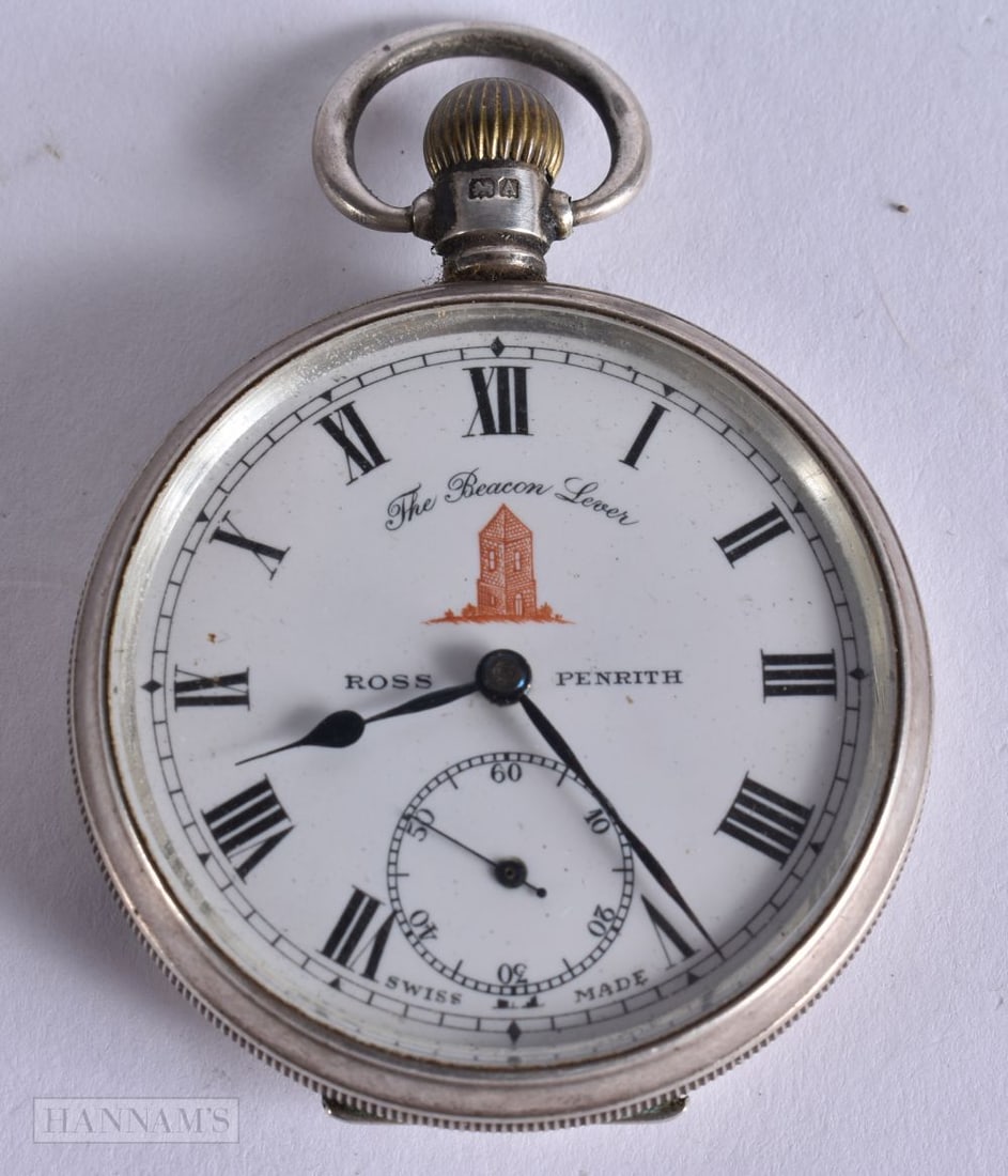 AN ANTIQUE SILVER BEACON LEVER POCKET WATCH. Not running. 90 grams. 5 cm wide. (1 of 6)