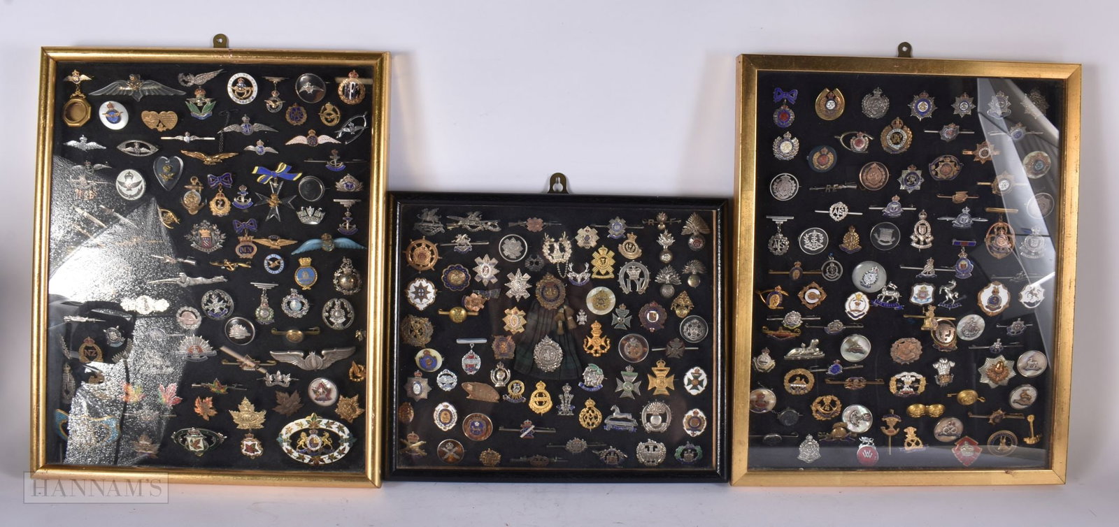 A FINE COLLECTION OF 19TH CENTURY & LATER MILITARY INTEREST PINS & BADGES including many enamelled e (1 of 5)