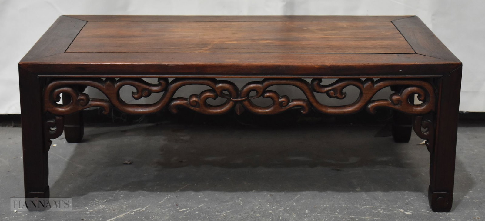 A 19TH CENTURY CHINESE CARVED HUANGHUALI WOOD LOW TABLE Qing. 76 cm x 40 cm x 26 cm. (1 of 10)