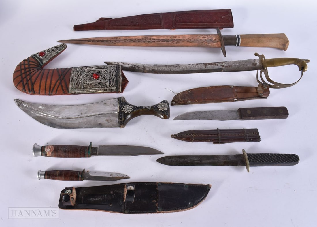 Mixed Blade Sword Dagger Collection Inc Yemeni Khanjar Dagger Copper Blade. (qty) (1 of 6)