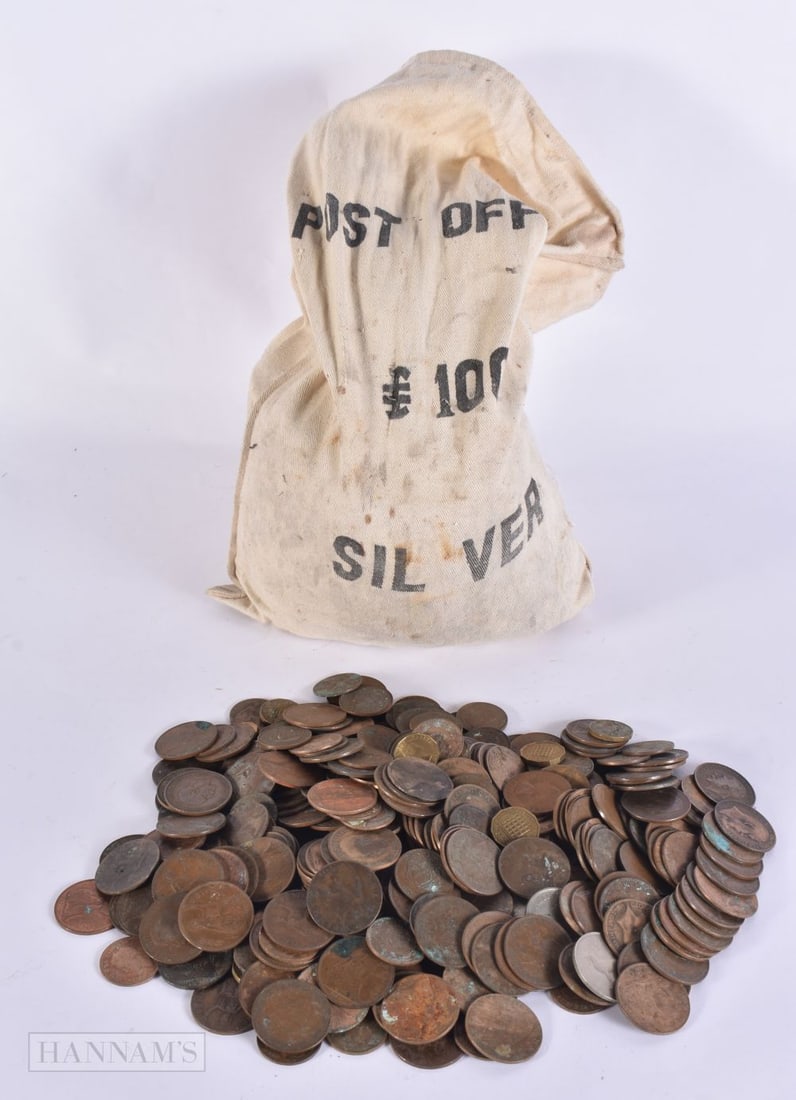 TWO BAGS OF OLD PENNIES. (qty) (1 of 4)