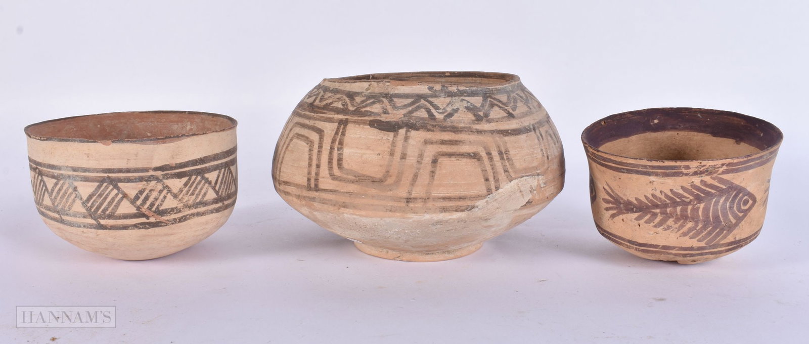 THREE INDUS VALLEY VESSELS. Largest 14 cm wide. (3) (1 of 4)
