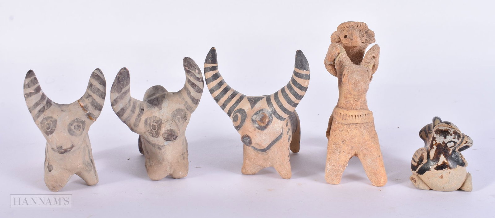 THREE INDUS VALLEY COWS together with two other items. (5) (1 of 4)